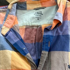 Izod Blue and Orange Plaid Shirt